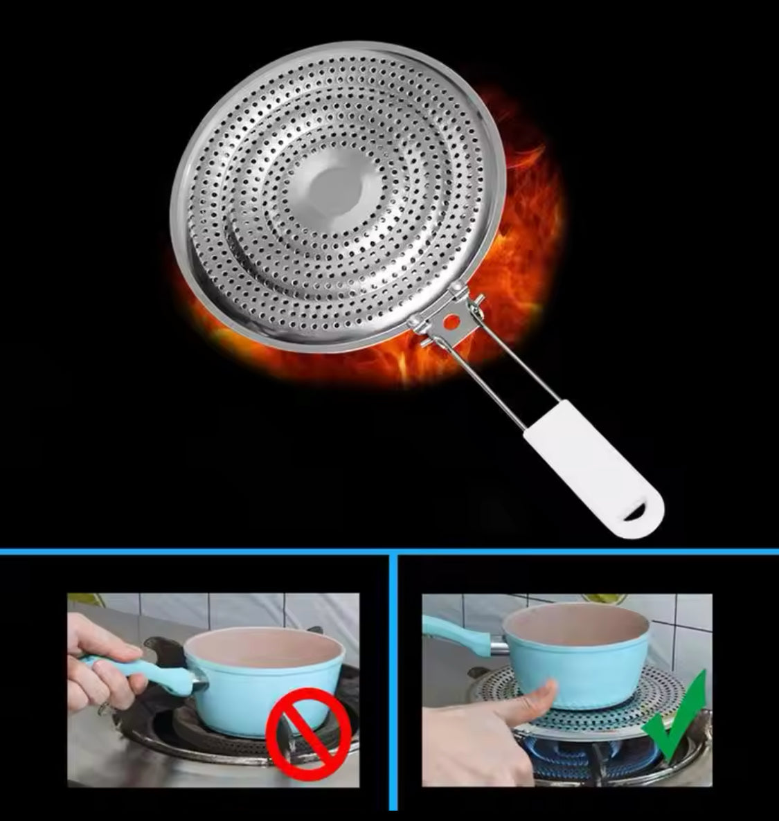 Multipurpose Stainless Steel Stove Heat Diffuser, Foldable Kitchen Stove Flame Guard Simmer Plate, Durable Gas Stove Anti Scalding Mat Multipurpose Stainless Steel Stove Heat Diffuser, Foldable Kitchen Stove Flame Guard Simmer Plate, Durable Gas Stove Anti Scalding Mat